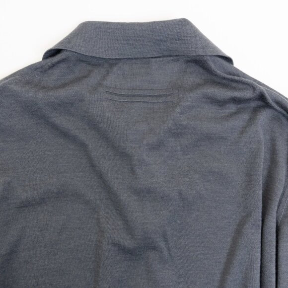 Zegna Cashseta Knit Polo Shirt Cashmere Silk Light Long Sleeve Gray 54 R - Picture 8 of 12